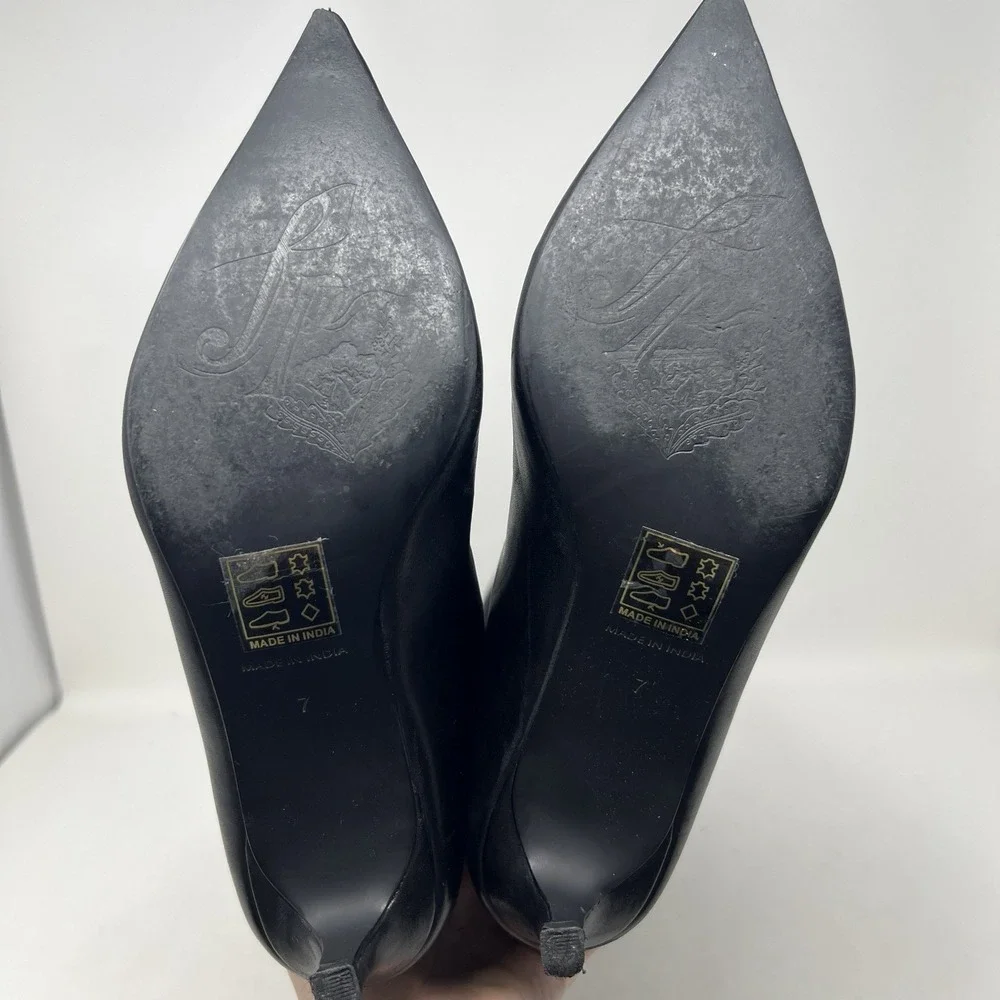 Free People Kiki Knee High Kitten Heel Boots Womens Size 7 Black Leather Pull On